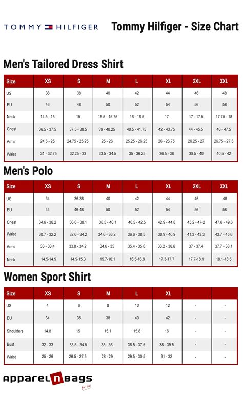 tommy hilfiger dress size chart.